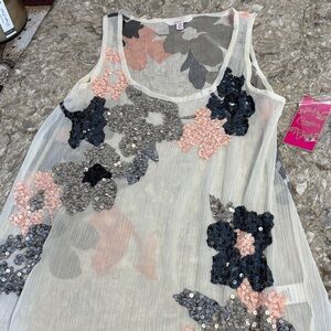Candie's Sheer Top with Floral Accents
